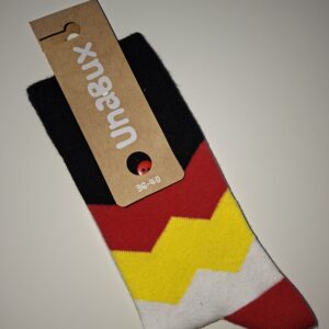 Socken "Unabux" Schwarz-Rot-Gold Gr. 36-40